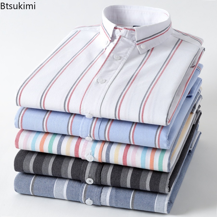Oxford Cotton Casual Shirt Business - 高品質100%コットンオックスフォードシャツ メンズ 長袖 カジュアル ビジネス ドレスシャツ