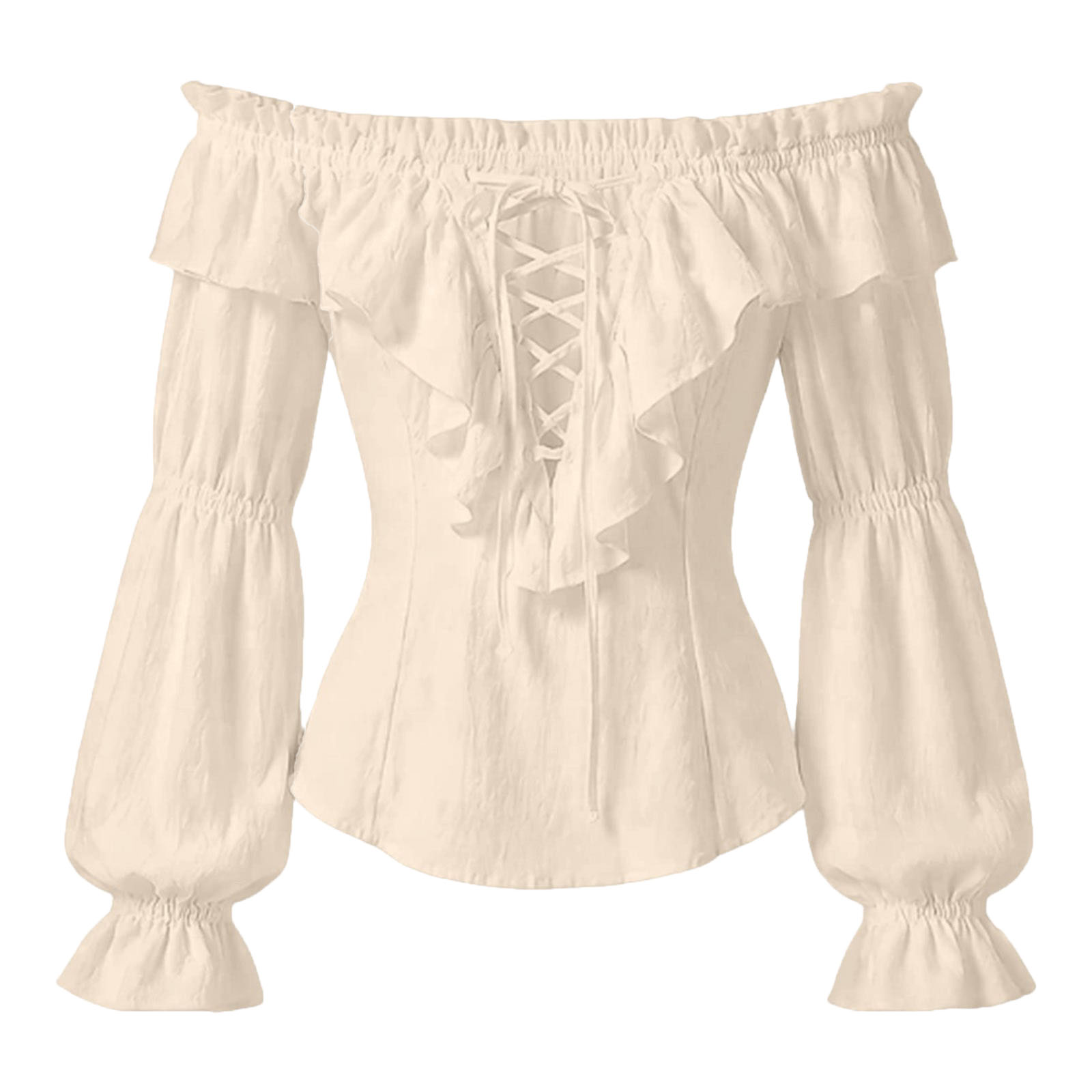 女性用海賊シャツ ルネサンス ゴシック ラッフル レースアッ - Medieval Gothic Lace Up Pirate Shirt のレビューと価格
