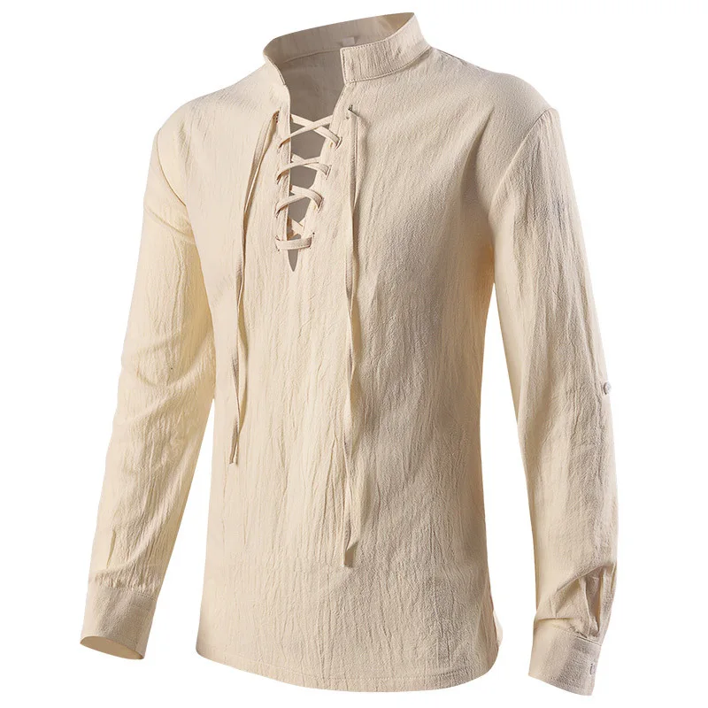 中世のシャツ ゴシック スチームパンク ヴィクトリアン 海賊 - Medieval Gothic Lace Up Pirate Shirt のレビューと価格