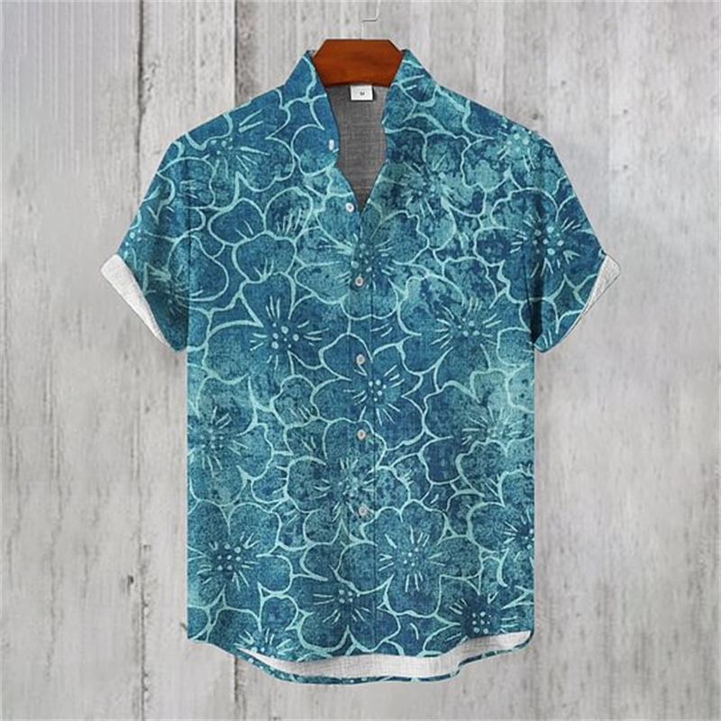 夏のメンズリネン花柄レトロハワイアンシャツリーフ柄ハワイアン - Vintage Hawaiian Floral Shirt のレビューと価格
