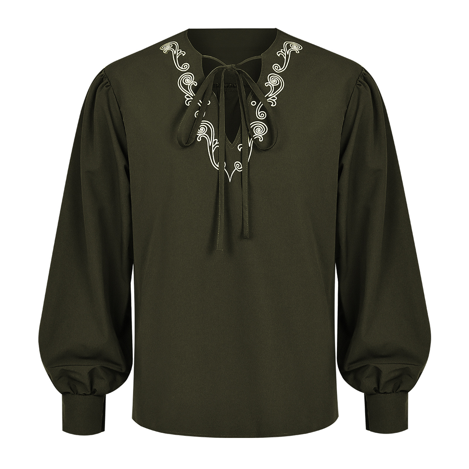 ルネサンス風海賊シャツ、バイキングコスチューム、中世風ハロウ - Medieval Gothic Lace Up Pirate Shirt のレビューと価格