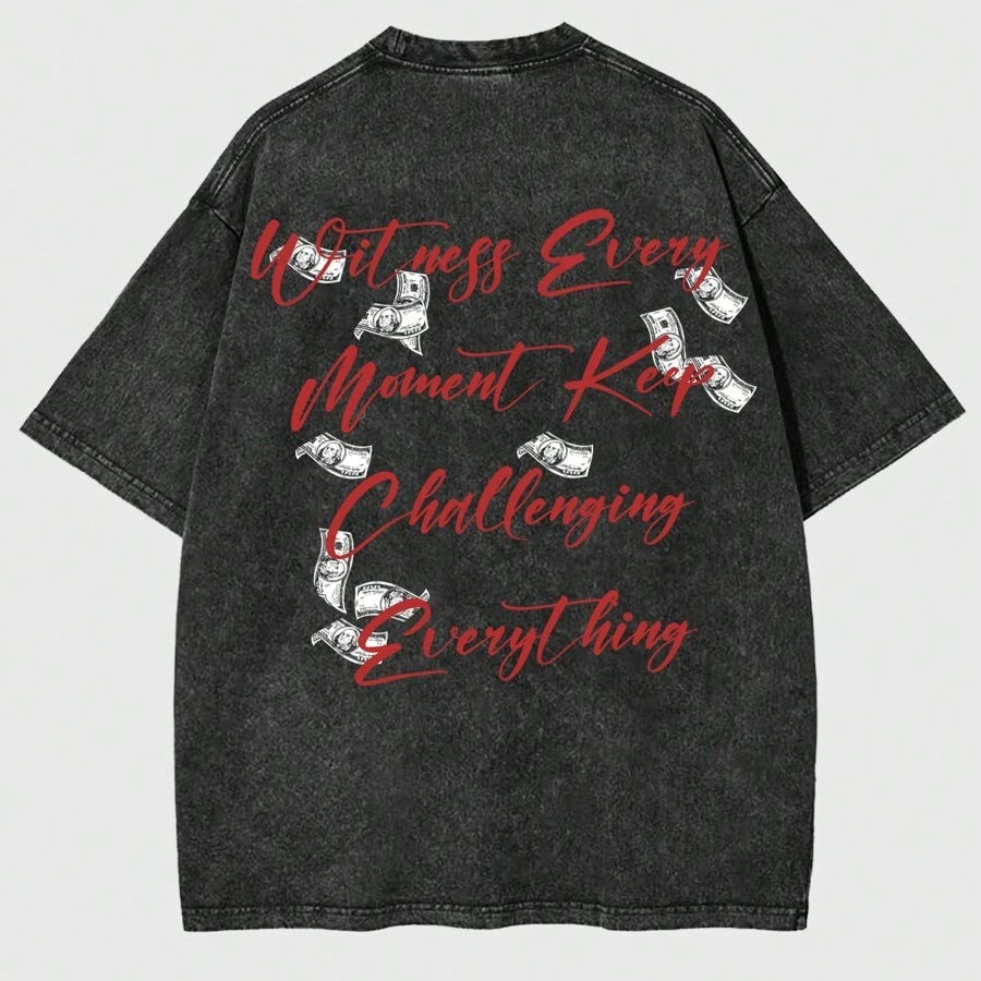 ヴィンテージウォッシュドマネーグラフィックTシャツ メンズ  - Acid Wash Vintage Graphic T Shirt のレビューと価格