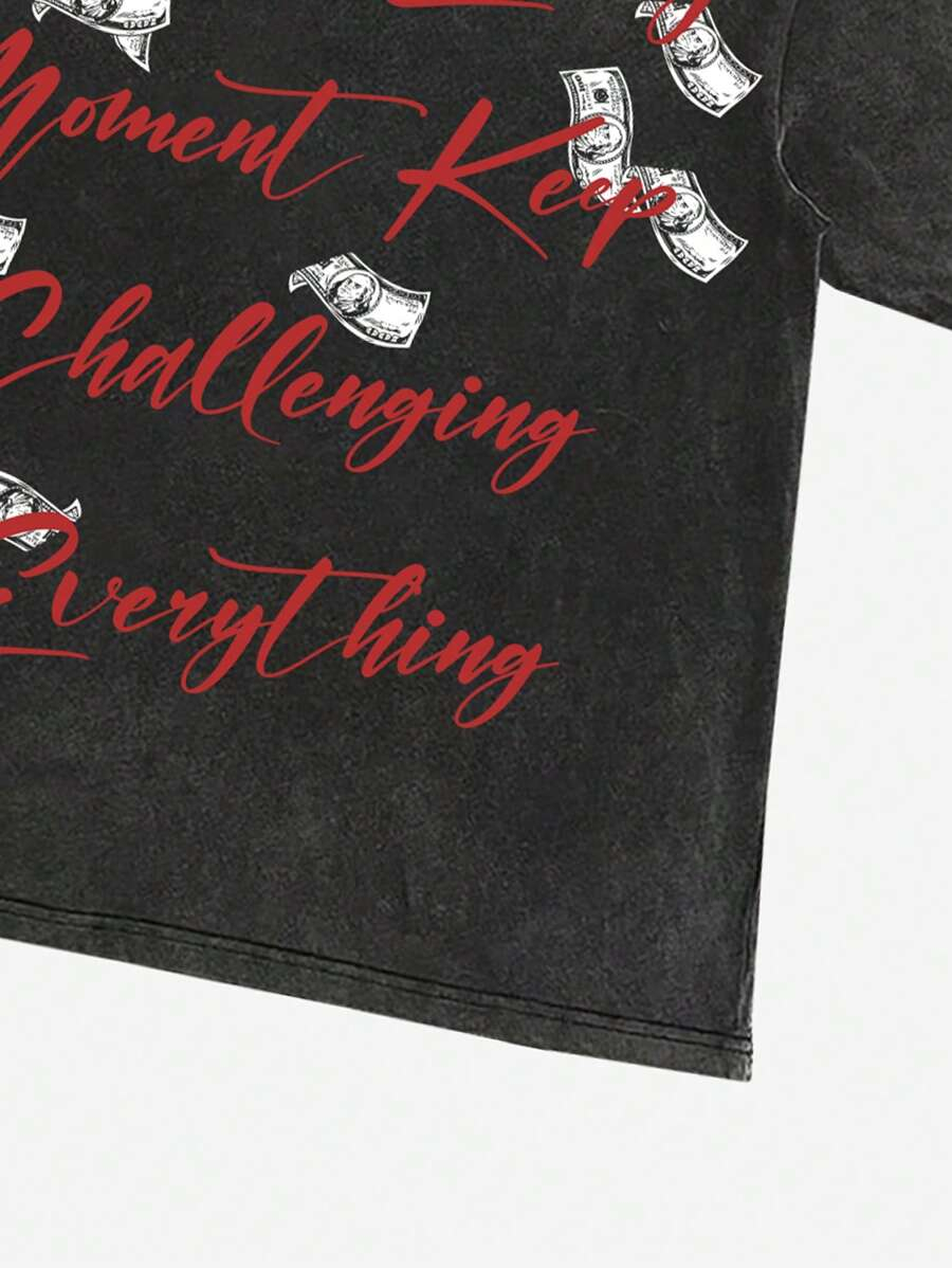 ヴィンテージウォッシュドマネーグラフィックTシャツ メンズ  - Acid Wash Vintage Graphic T Shirt のレビューと価格