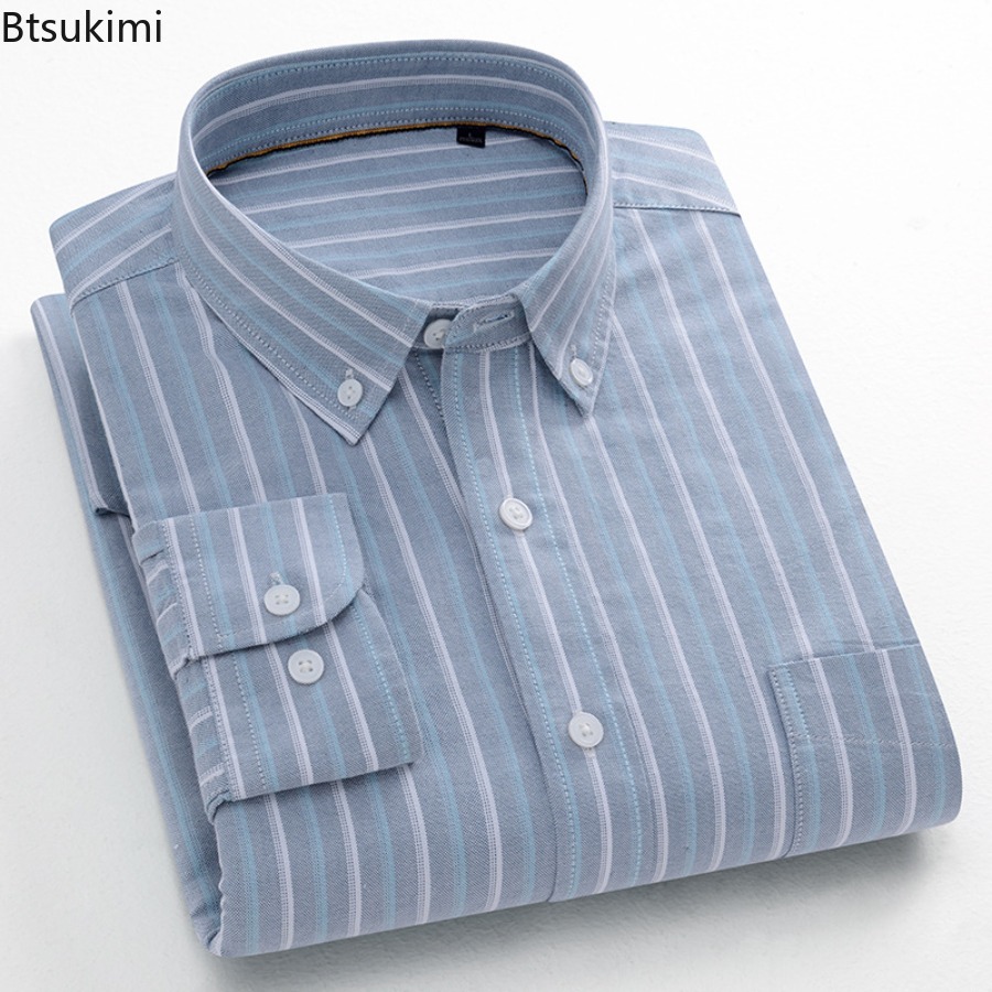 高品質100%コットンオックスフォードシャツ メンズ 長袖  - Oxford Cotton Casual Shirt Business のレビューと価格