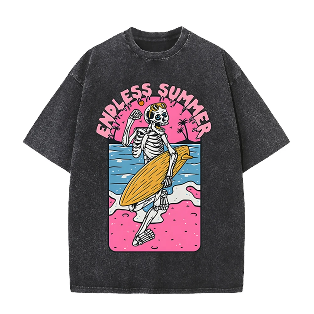 2026 ヴィンテージ スケルトン サーファー エンドレス  - Acid Wash Vintage Graphic T Shirt のレビューと価格