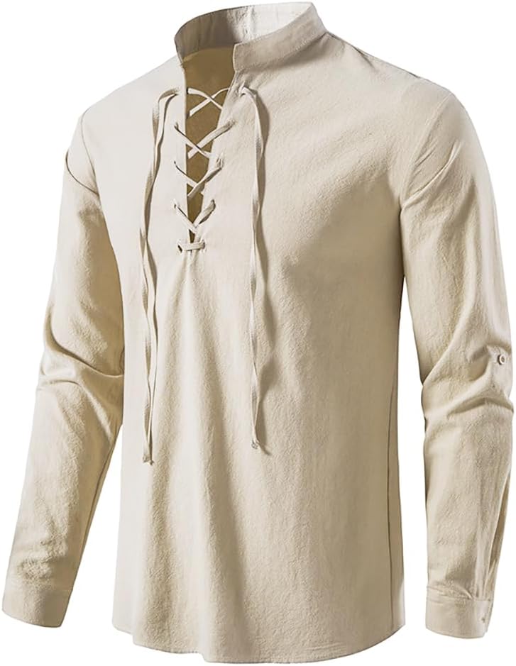 2点セット メンズ 中世海賊ベスト 長袖シャツ 中世ルネサン - Medieval Gothic Lace Up Pirate Shirt のレビューと価格