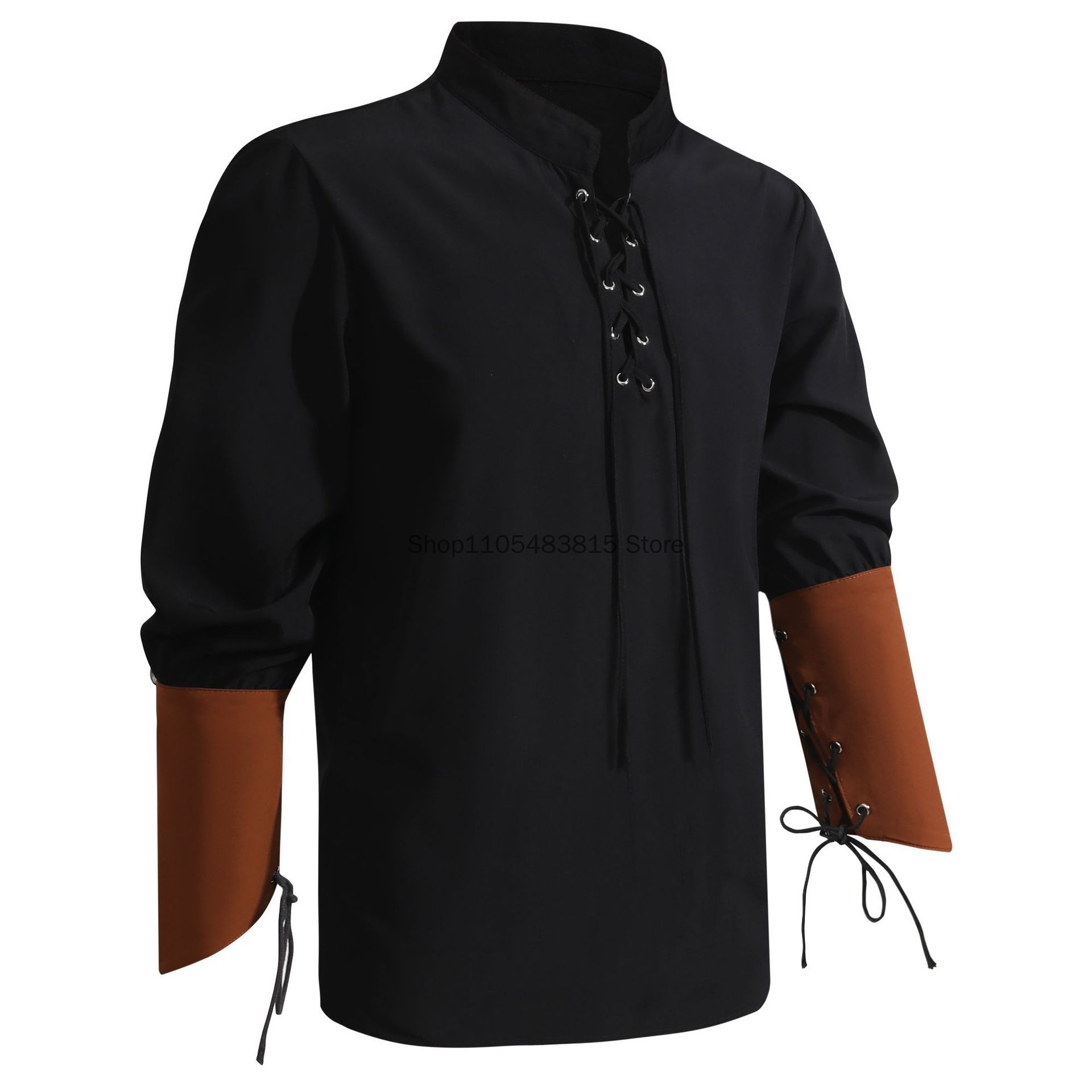 メンズ用海賊シャツ - 中世ゴシックスタイルの詩人風シャツ、 - Medieval Gothic Lace Up Pirate Shirt のレビューと価格