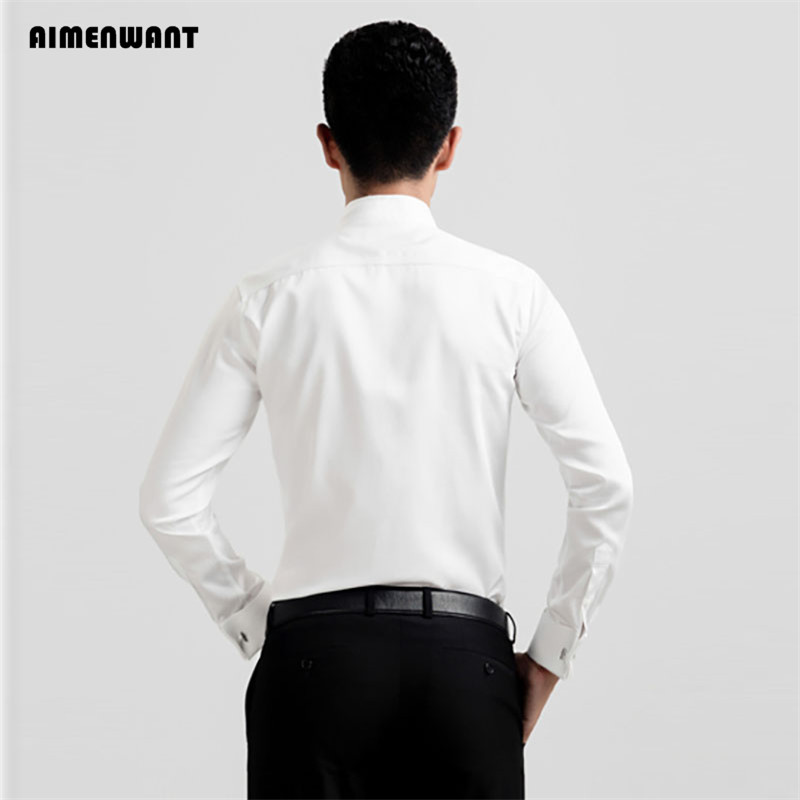 Aimenwant-男性用の白いタキシードシャツ、韓国のスリ - Mandarin Collar Formal Shirt Slim Fit のレビューと価格