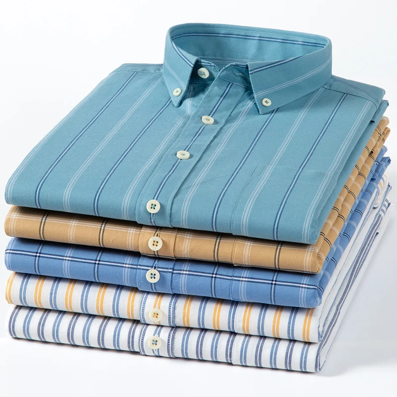 オックスフォード-メンズ長袖シャツ,チェック,ストライプ,カ - Oxford Cotton Casual Shirt Business のレビューと価格