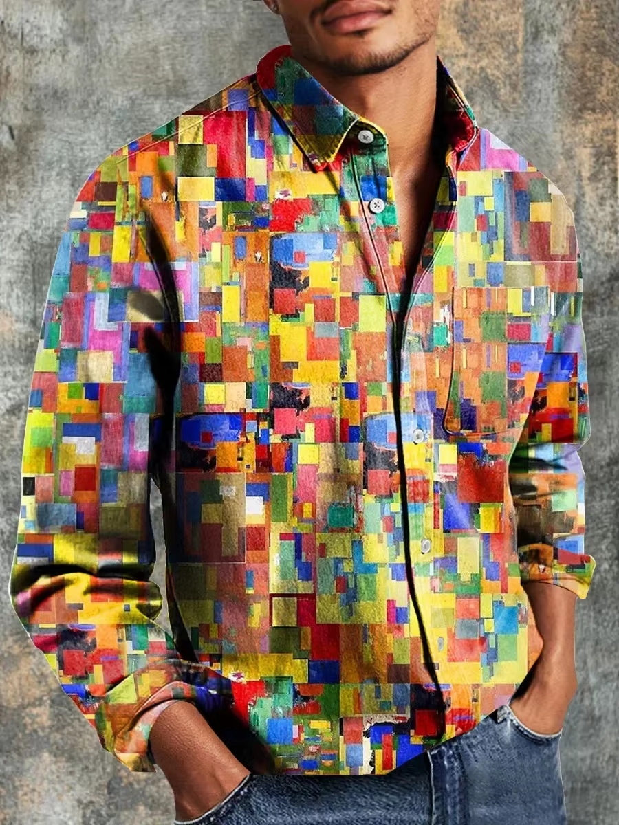 メンズファッション カジュアルファッション パッチワークデザ - Mens Linen Shirt Long Sleeve のレビューと価格